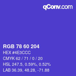 カラーコード: RGB 78 60 204 | qconv.com