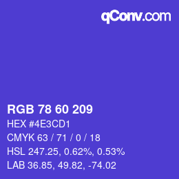 カラーコード: RGB 78 60 209 | qconv.com