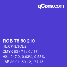 カラーコード: RGB 78 60 210 | qconv.com