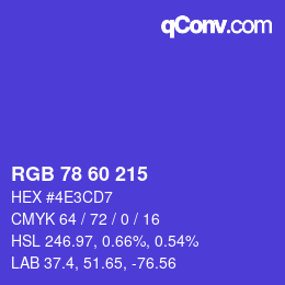 カラーコード: RGB 78 60 215 | qconv.com