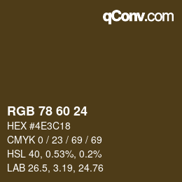 颜色代码: RGB 78 60 24 | qconv.com
