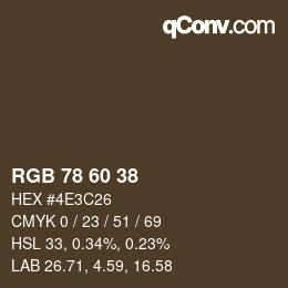 Color code: RGB 78 60 38 | qconv.com
