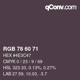 カラーコード: RGB 78 60 71 | qconv.com