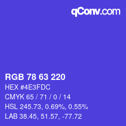 カラーコード: RGB 78 63 220 | qconv.com