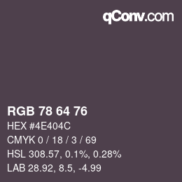 カラーコード: RGB 78 64 76 | qconv.com