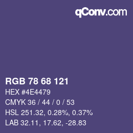 Color code: RGB 78 68 121 | qconv.com