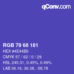 Color code: RGB 78 68 181 | qconv.com