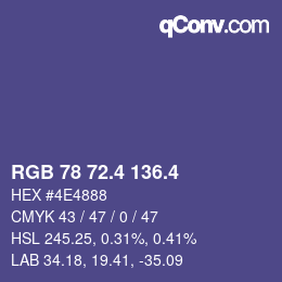 カラーコード: RGB 78 72.4 136.4 | qconv.com
