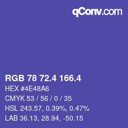 カラーコード: RGB 78 72.4 166.4 | qconv.com