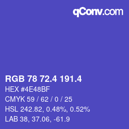 カラーコード: RGB 78 72.4 191.4 | qconv.com