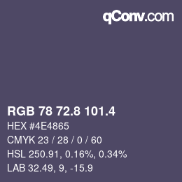 カラーコード: RGB 78 72.8 101.4 | qconv.com