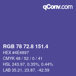 カラーコード: RGB 78 72.8 151.4 | qconv.com