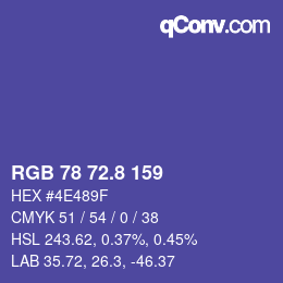 Color code: RGB 78 72.8 159 | qconv.com