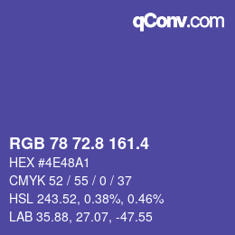カラーコード: RGB 78 72.8 161.4 | qconv.com