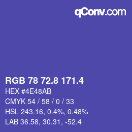 カラーコード: RGB 78 72.8 171.4 | qconv.com