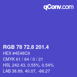 カラーコード: RGB 78 72.8 201.4 | qconv.com