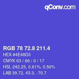 カラーコード: RGB 78 72.8 211.4 | qconv.com