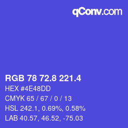 カラーコード: RGB 78 72.8 221.4 | qconv.com