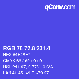 カラーコード: RGB 78 72.8 231.4 | qconv.com
