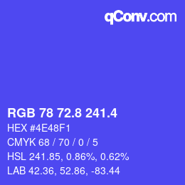 カラーコード: RGB 78 72.8 241.4 | qconv.com