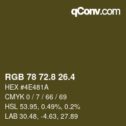 カラーコード: RGB 78 72.8 26.4 | qconv.com