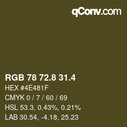 カラーコード: RGB 78 72.8 31.4 | qconv.com