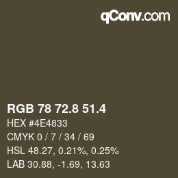 カラーコード: RGB 78 72.8 51.4 | qconv.com