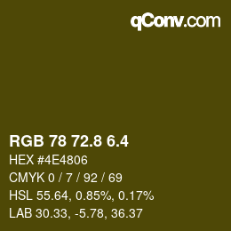 カラーコード: RGB 78 72.8 6.4 | qconv.com