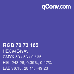 Color code: RGB 78 73 165 | qconv.com