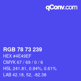 Color code: RGB 78 73 239 | qconv.com