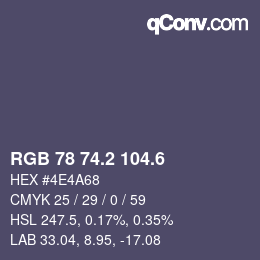 カラーコード: RGB 78 74.2 104.6 | qconv.com