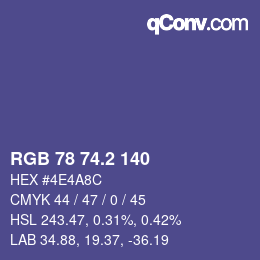 カラーコード: RGB 78 74.2 140 | qconv.com