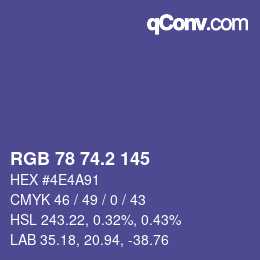 カラーコード: RGB 78 74.2 145 | qconv.com