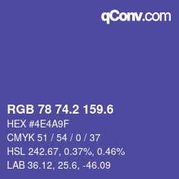 カラーコード: RGB 78 74.2 159.6 | qconv.com