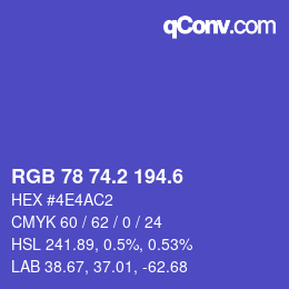 カラーコード: RGB 78 74.2 194.6 | qconv.com