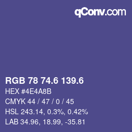 カラーコード: RGB 78 74.6 139.6 | qconv.com