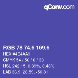 カラーコード: RGB 78 74.6 169.6 | qconv.com