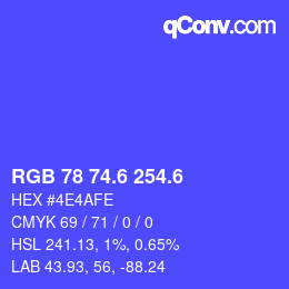 カラーコード: RGB 78 74.6 254.6 | qconv.com