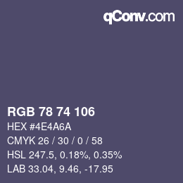 Color code: RGB 78 74 106 | qconv.com