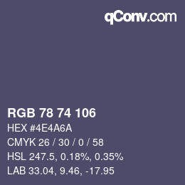颜色代码: RGB 78 74 106 | qconv.com