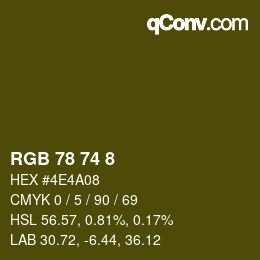 カラーコード: RGB 78 74 8 | qconv.com