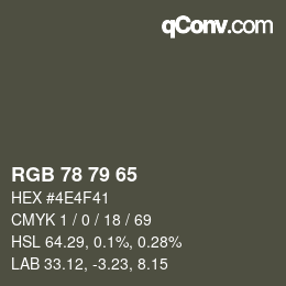 カラーコード: RGB 78 79 65 | qconv.com