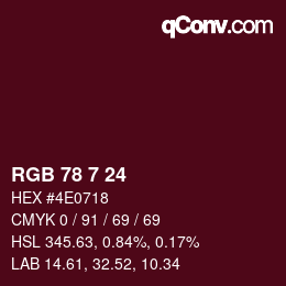 Color code: RGB 78 7 24 | qconv.com