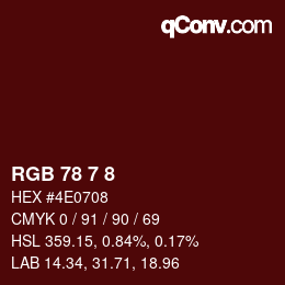カラーコード: RGB 78 7 8 | qconv.com