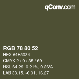 Color code: RGB 78 80 52 | qconv.com