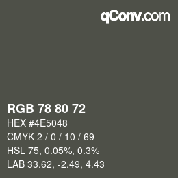 Color code: RGB 78 80 72 | qconv.com