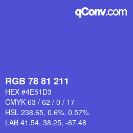 カラーコード: RGB 78 81 211 | qconv.com