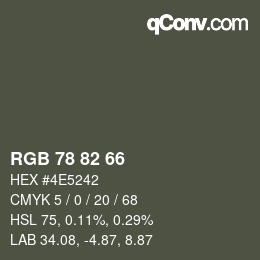 Color code: RGB 78 82 66 | qconv.com