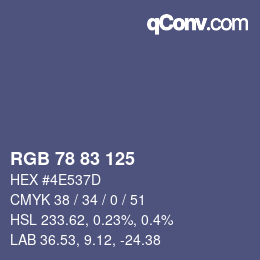 颜色代码: RGB 78 83 125 | qconv.com