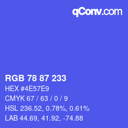 Color code: RGB 78 87 233 | qconv.com